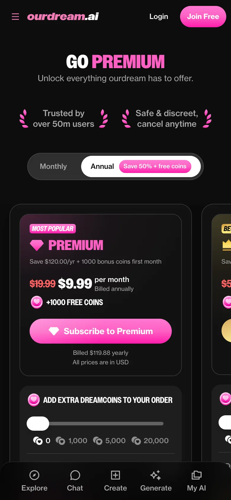 OurDream AI — Is it free?